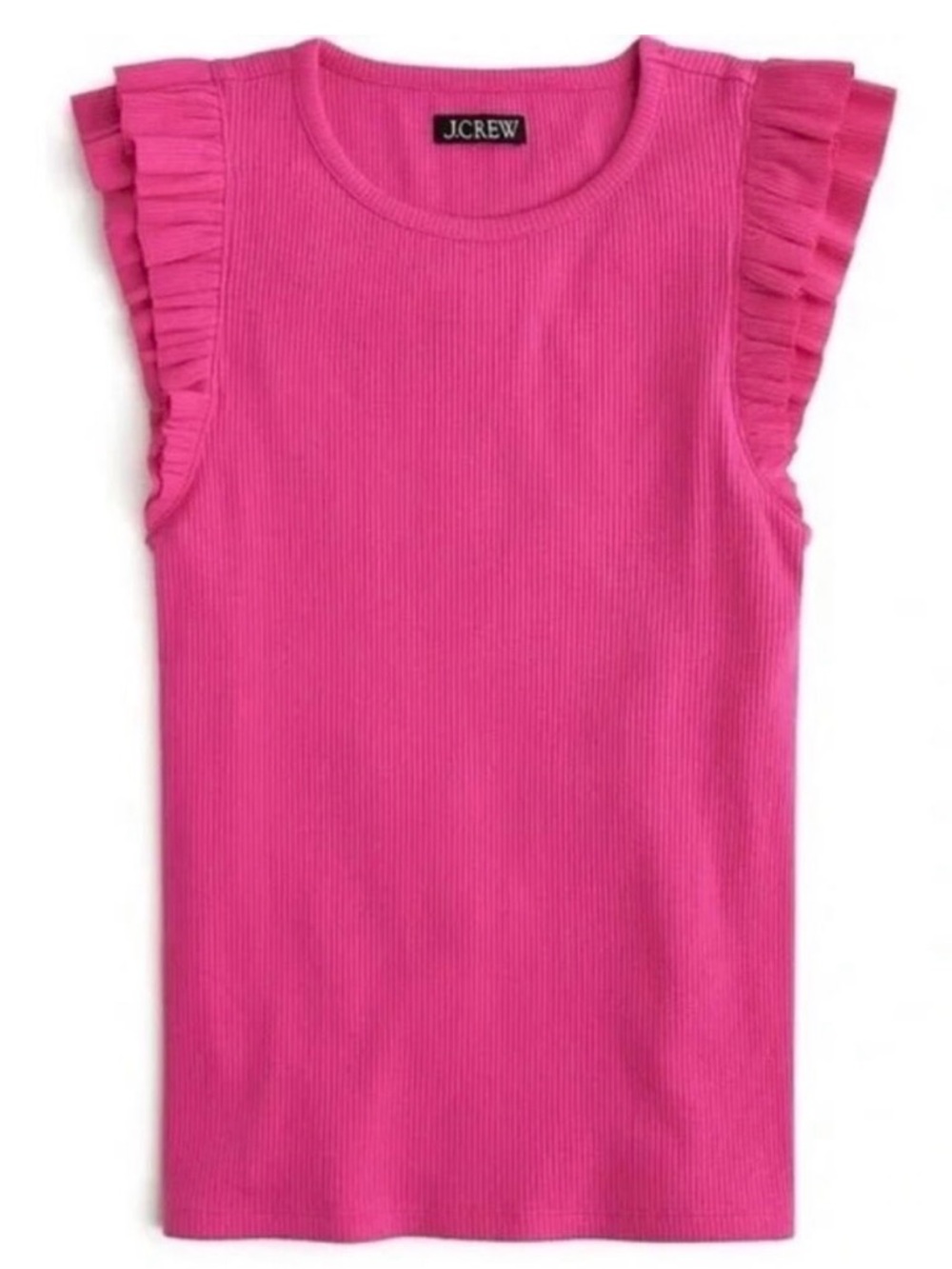 J. Crew Vintage Rib Ruffle
Sleeve Shirt Tank Top Pink Size Large